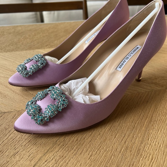 Manolo Blahnik Hangisi 70 purple, new - Picture 6 of 11